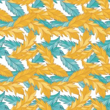 Elegant Vector Pattern with Detailed Palm Feather Leaves Stock Illustration