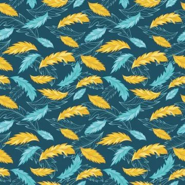 Elegant Vector Pattern with Detailed Palm Feather Leaves Stock Illustration