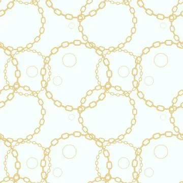Elegant vector seamless pattern with beautiful realistic golden chains on a w Stock Illustration