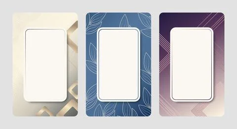 Elegant vertical banners with central blank white frames Design sophisticat.. Stock Illustration
