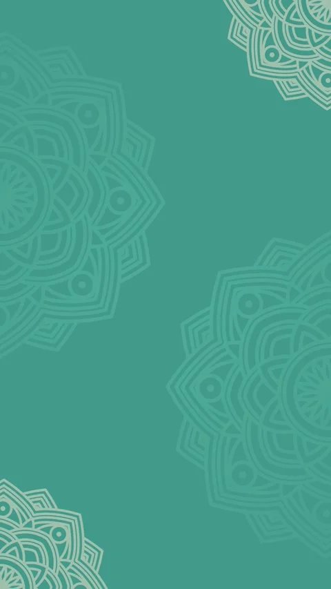 Elegant Vertical Mandala Rosette Animation on Teal Background Stock Footage 289170981