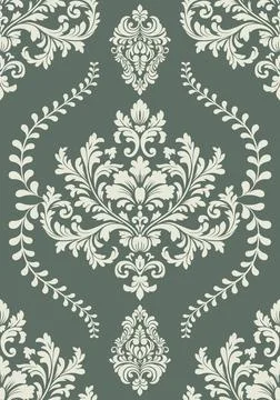 Elegant vertical seamless damask pattern featuring large Stock Illustration