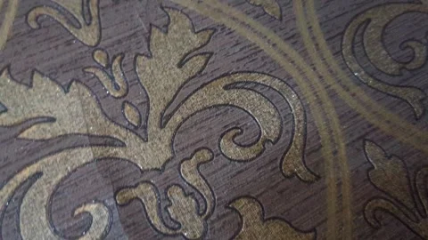 Elegant Vintage Damask Fabric Pattern Close Up Stock Footage 332976366