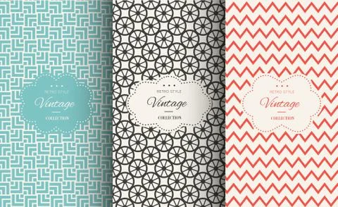 Elegant vintage seamless pattern set Stock Illustration