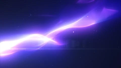 Elegant violet-blue light wave drifting across a dark background, symbolizi.. Stock Illustration