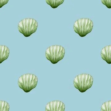 Elegant watercolor shell pattern for textile and packaging designs Stock Photos