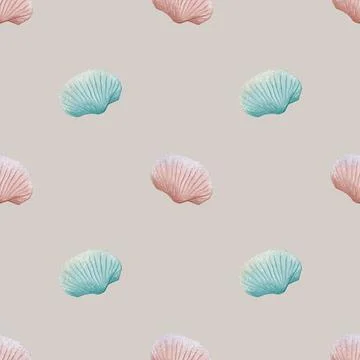 Elegant watercolor shell pattern for textile and wrapping design Stock Photos