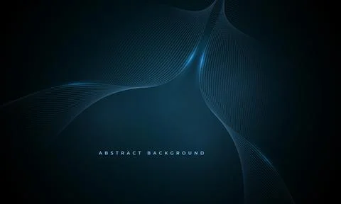 Elegant wave grid with soft blue illumination on dark abstract background Stock Illustration