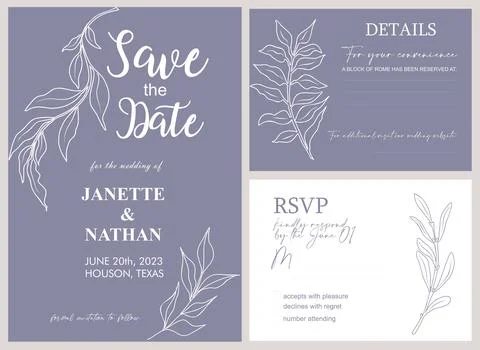 Elegant Wedding Invitation, Save the Date template Stock Illustration