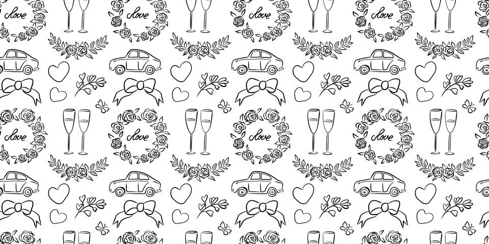 An Elegant Wedding Pattern Design that Embraces and Captures Love Themes Be.. 스톡 일러스트