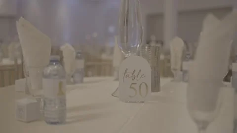 Elegant Wedding Reception Table Setting, Table Number 50 Видео 331291416