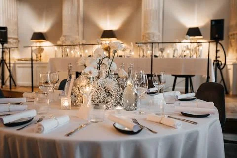 Elegant Wedding Reception Table Setting Stock Photos