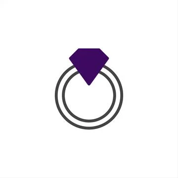 Elegant wedding ring with deep purple diamond creates a minimal modern desi.. Stock Illustration