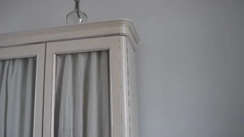 Elegant White Curtain with Subtle Texture in Minimalist Setting 库存影片 295406290
