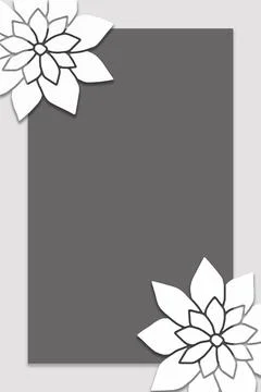 Elegant White Flower Frame Template - Gray Invitation Background Stock Illustration