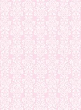 Elegant white flowers pattern textured pink wallpaper background Stock Illustration