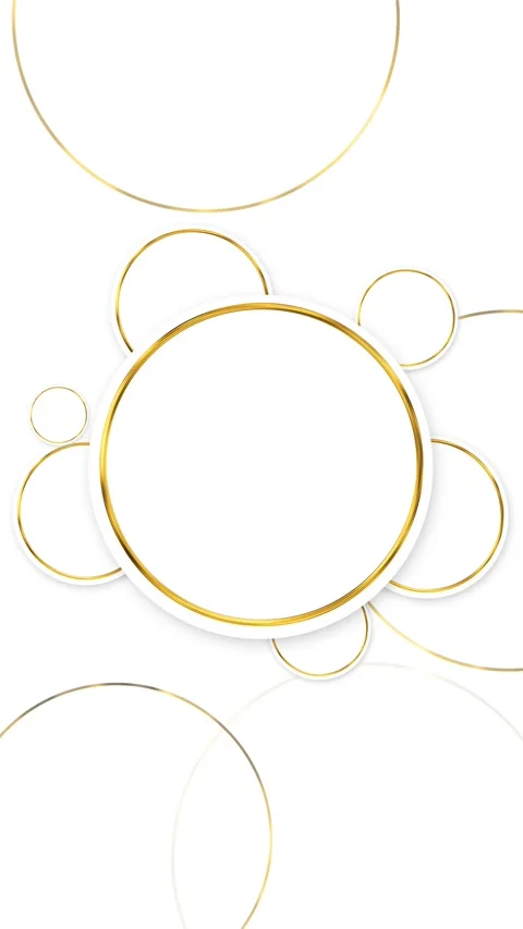 Elegant white golden ring template layered circles, polished metallic lines, sof Stock Footage 340455815