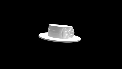 Elegant White Hat with Delicate Bowtie on Minimal Dark Background Vídeos de archivo 341921510