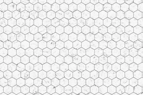 Elegant white marble hexagonal tile texture background with geometric honeycomb Stock Illustration