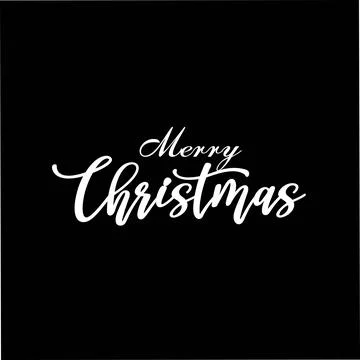 Elegant White Merry Christmas Script on Black Background Stock Illustration