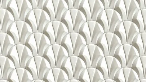 Elegant White Scallop Wall Texture 3d render. Stock Illustration