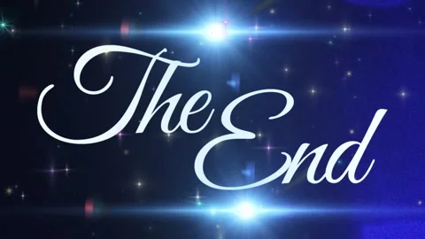 Elegant white script text displaying the end phrase over dark background with Видео 340610810