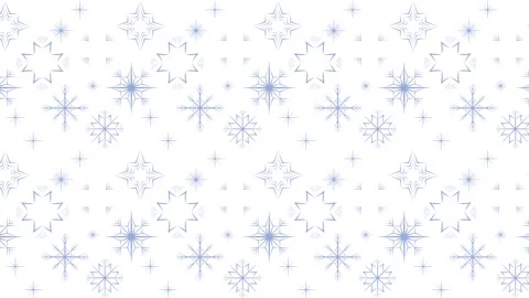 Elegant winter animated pattern with blue snowflakes and stars on white. Stock Footage 320893040