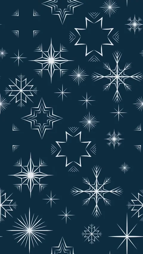 Elegant winter animated pattern with white snowflakes and stars on a dark blue. Stock Footage 320954592