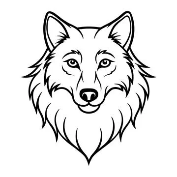 Elegant wolf head outline vector illustration on white background Stock Illustration