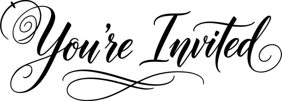 Elegant "You're Invited" Script Text - Calligraphy Invitation Graphic Stock Illustration