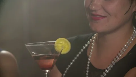 Elegantly drinking cocktail Stock Footage 112197450
