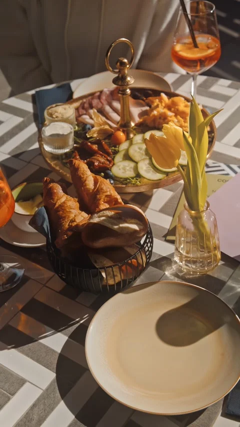 Elegantly Plated Brunch Dish Served in Upscale Restaurant Stock Footage 334604491