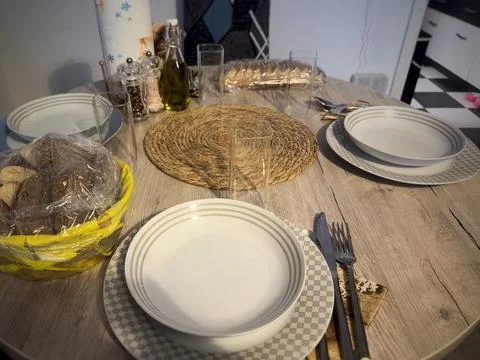 Elegantly Set Dining Table 写真素材