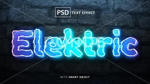 Elektric text - editable neon font effects PSD Template