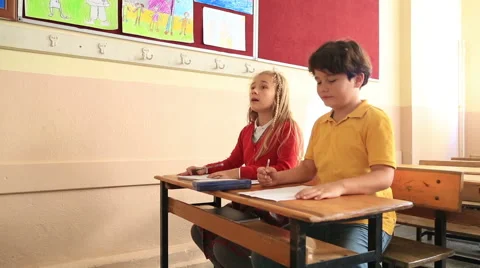 Elemantary students in classroom 7 Stock Footage 56335035