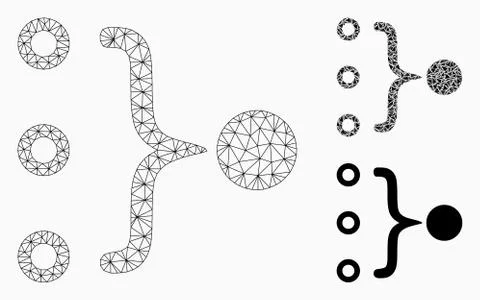 Element Aggregation Vector Mesh Carcass Model and Triangle Mosaic Icon Stock Illustration