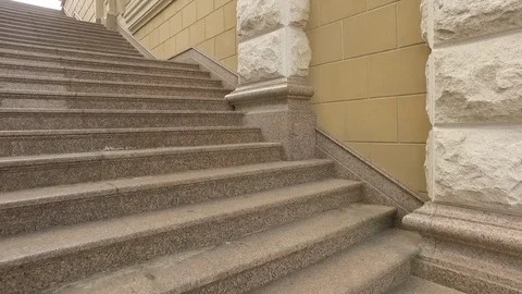 Element of architecture granite staircase with stone handrails. Steps of the Stock Footage 91682896