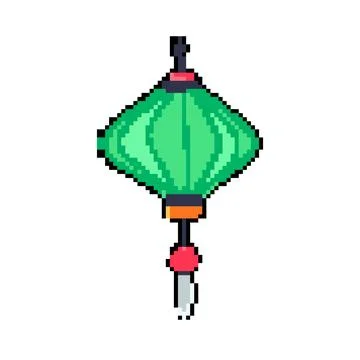 Element asian lantern pixel art vector illustration Stock Illustration