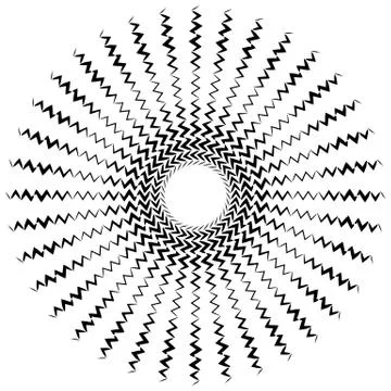 Element with bursting radial distorted lines. Black and white geometric shape イラスト素材
