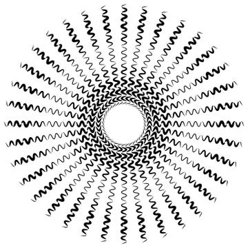 Element with bursting radial distorted lines. Black and white geometric shape イラスト素材