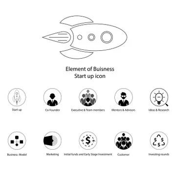 Element of Business Start up thin line icon.Start Up Business Launch Corporat Stock Illustration