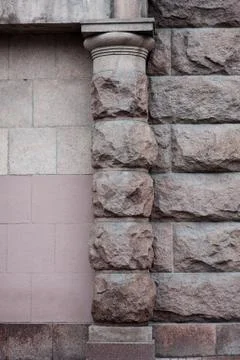 Element of classical architectural pattern old wall with column Stock Photos