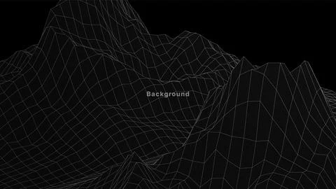 Element contour mountain surface. Design grid structure vector black-white .. Stock Illustration