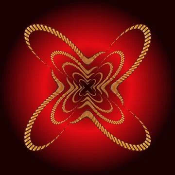 Element for design, golden pattern on a black and red background Stock Illustration