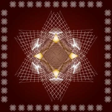 Element for design, white pattern in a frame on a brown background Stock Illustration