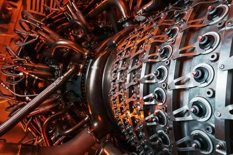 Element of a high-tech Gas turbine with a reactive fuel supply system Stock Photos