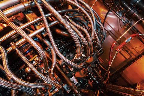 Element of a high-tech Gas turbine with a reactive fuel supply system Stock Photos
