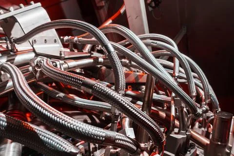 Element of a high-tech Gas turbine with a reactive fuel supply system Stock Photos