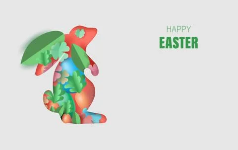 Element holiday bunny for design.Happy Easter day eggs in green grass Illustrazione stock