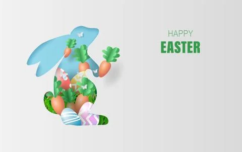 Element holiday bunny for design.Happy Easter day eggs in green grass イラスト素材